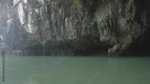Palawan Underground Cave. Water constantly drips into the underground cave from the rocks above at the Puerto Princesa Subterranean River National Park on the Palawan Island of the Philippines.