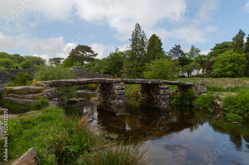 Clapper Bridge in british moorland Dartmoor