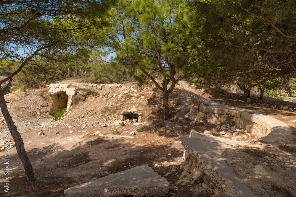 Delimara, Malta. Ruins of st. Paul's artillery battery Delimara, Malta. Ruins of st. Paul's artillery battery