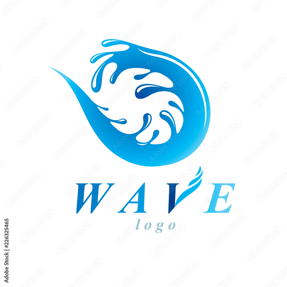 Fototapeta premium Fresh mineral water design vector emblem for use as marketing design symbol. Alternative medicine concept.