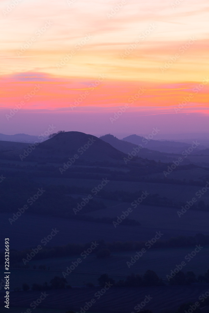 Sunrise in Central Bohemian Uplands, Czech Republic.