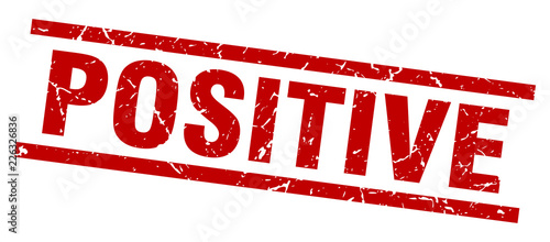 square grunge red positive stamp