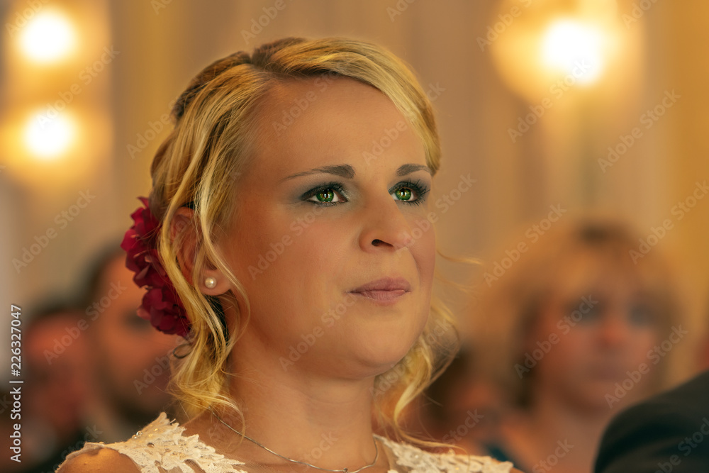 Portrait of a bride during the ceremony in the registry office. Concept: wedding Portrait of a bride during the ceremony in the registry office. Concept: wedding
