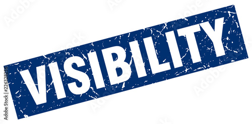 square grunge blue visibility stamp