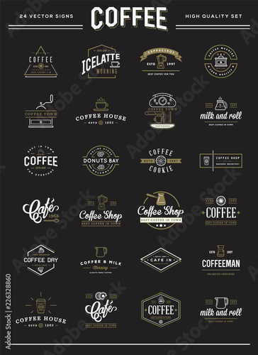 Big Set of Vector Coffee Elements and Coffee Accessories Illustration can be used as Logo or Icon in premium quality