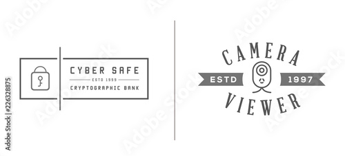 Set of Vector Cyber Security Identity Badges and Signs Can be used as Logotype
