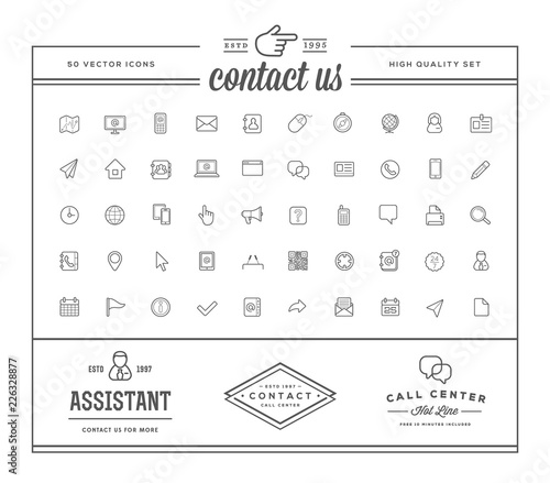 Set of Contact us Service Elements and Assistance Support can be used as Logo or Icon in premium quality with Logotype Samples
