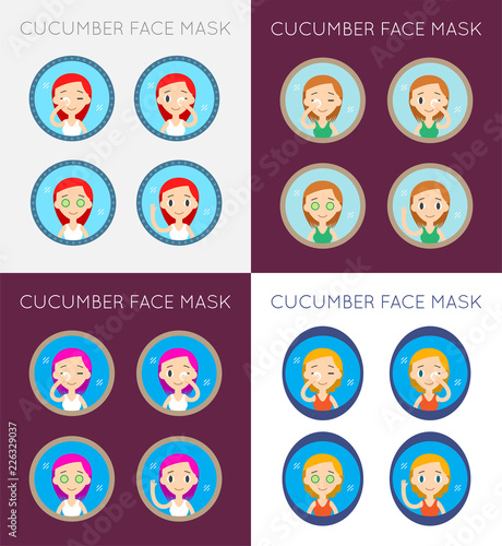 Vector Face Cleaning And Care Actions Illustration Big Set