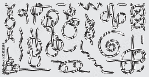 Big Set of Nautical rope knots vector decorative vintage elements
