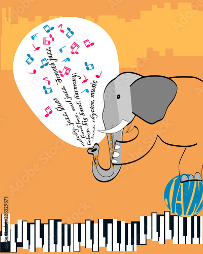 poster with an elephant playing jazz