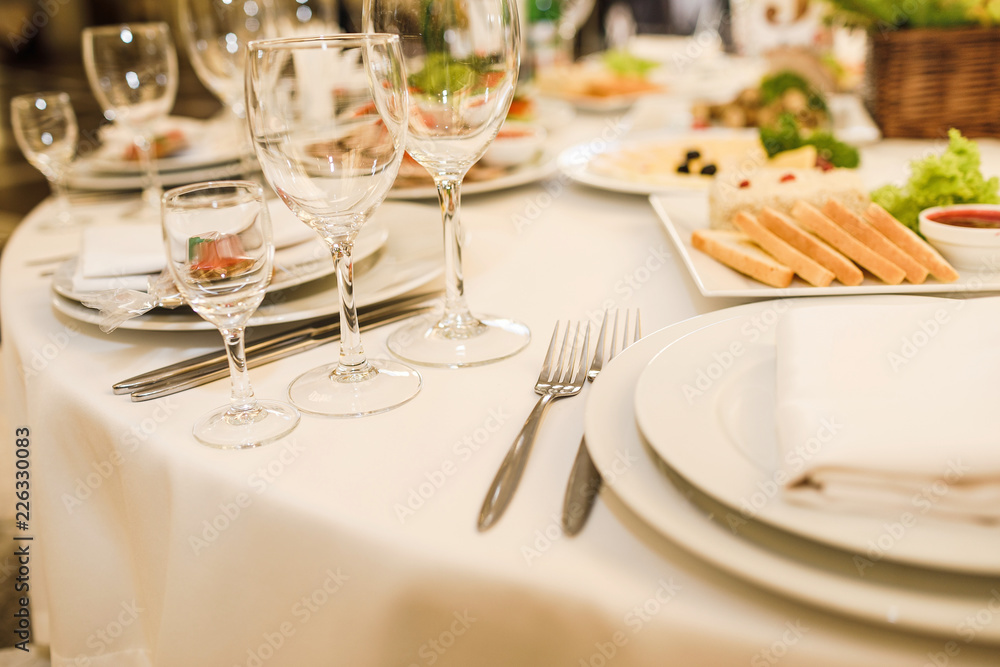 Table setting for an event party or wedding reception. Table setting for an event party or wedding reception.