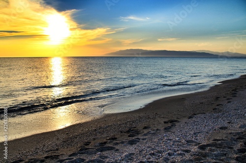 Sunset on the beach in Cabo de Gata  Almeria