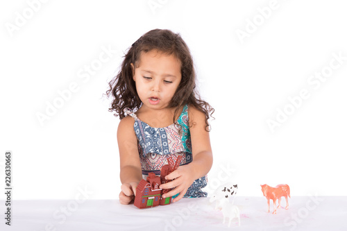 playing with plastic animals