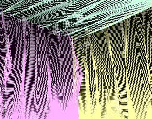 Vector surreal illusion art for design, line art 3d dimensional textured inner space, hallucinogen drug trip theme. Fantastic psychedelic trendy modern op art, optical dimensional illusion.
