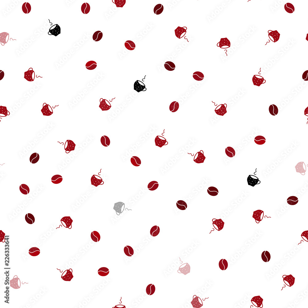 Dark Red vector seamless layout with coffee set. Dark Red vector seamless layout with coffee set.