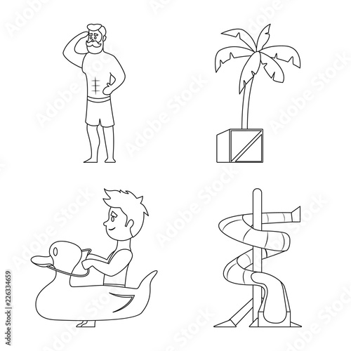 Isolated object of pool and swimming symbol. Set of pool and activity vector icon for stock.