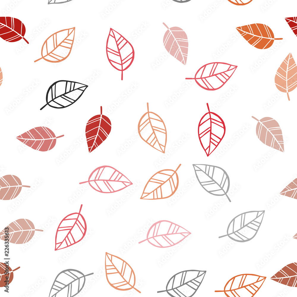Light Red vector seamless natural pattern with leaves. Light Red vector seamless natural pattern with leaves.