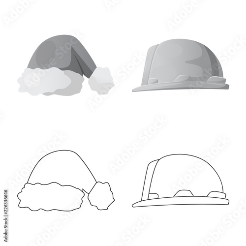 Isolated object of headgear and cap icon. Collection of headgear and accessory stock symbol for web.