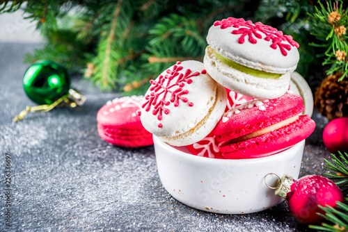 Christmas macaron cookies photo