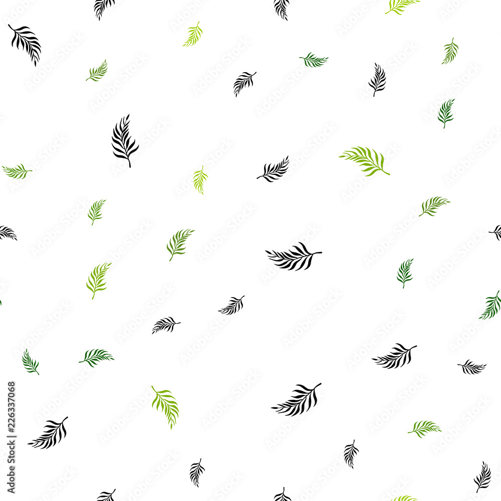 Obraz premium Light Green vector seamless natural pattern with leaves.
