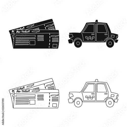 Isolated object of airport and airplane icon. Set of airport and plane stock vector illustration.