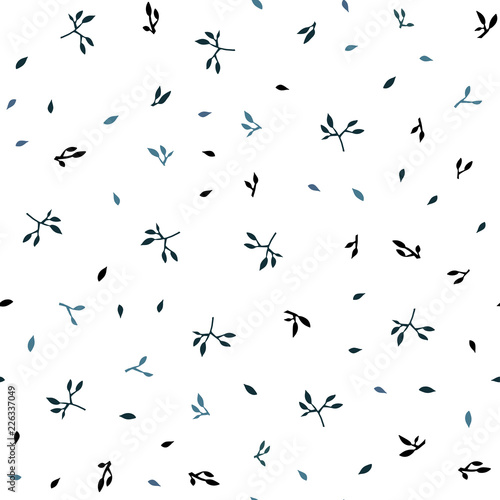 Light Blue, Red vector seamless doodle background with leaves.
