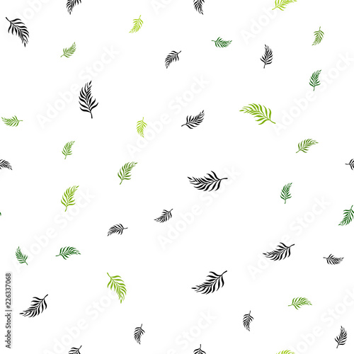 Light Green vector seamless natural pattern with leaves.