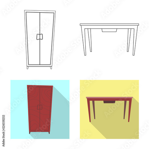 Vector design of furniture and apartment symbol. Collection of furniture and home stock vector illustration.