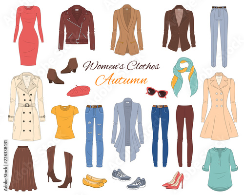 Women's clothes collection. Vector illustration.