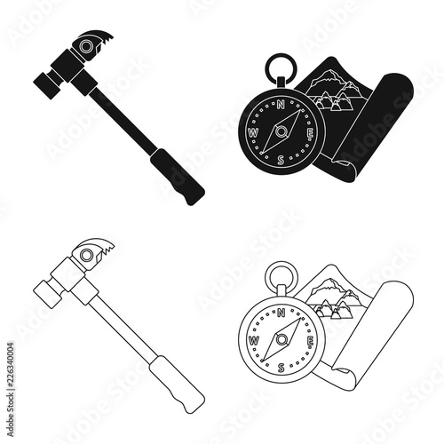Isolated object of mountaineering and peak symbol. Collection of mountaineering and camp stock vector illustration.