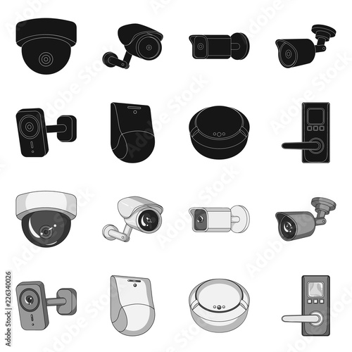 Vector design of cctv and camera sign. Collection of cctv and system stock vector illustration.