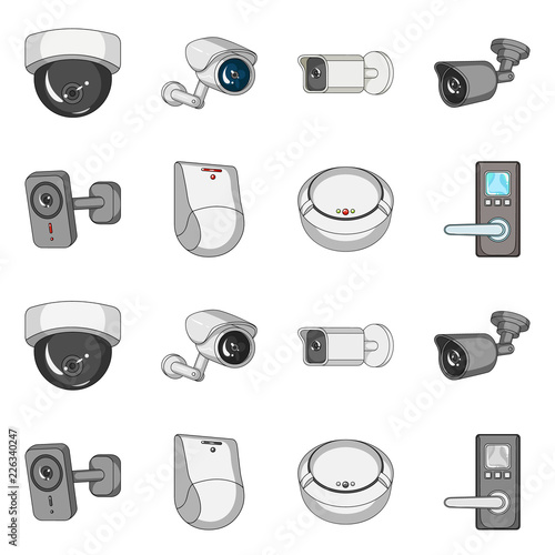 Isolated object of cctv and camera icon. Collection of cctv and system vector icon for stock.