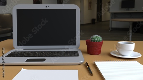 Desktop composition of assorted office elements