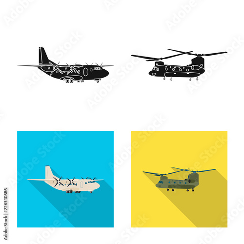 Vector design of plane and transport icon. Collection of plane and sky stock symbol for web.