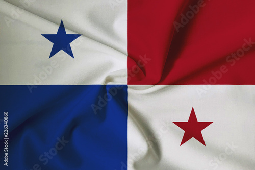 National flag of Panama on a waving cotton texture background