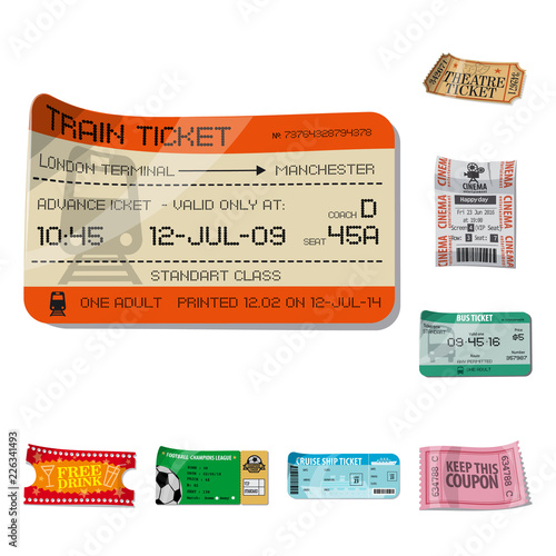 Vector design of ticket and admission logo. Set of ticket and event vector icon for stock.