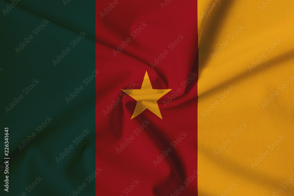 Waving Cameroon flag with a fabric texture Waving Cameroon flag with a fabric texture