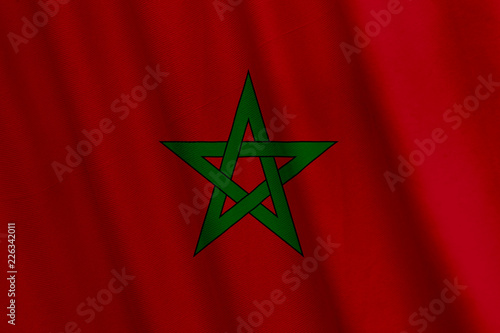 Waving Moroccon flag with a fabric texture photo