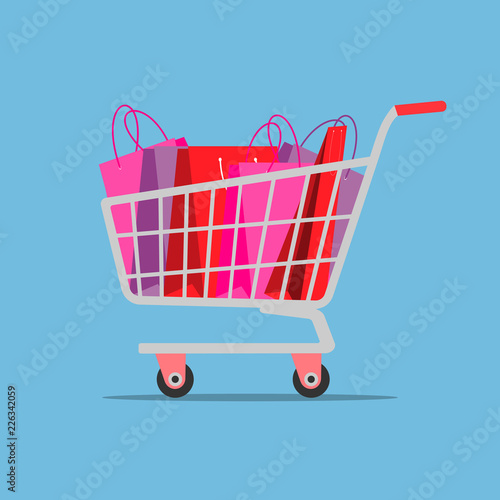 gift bags in a supermarket cart