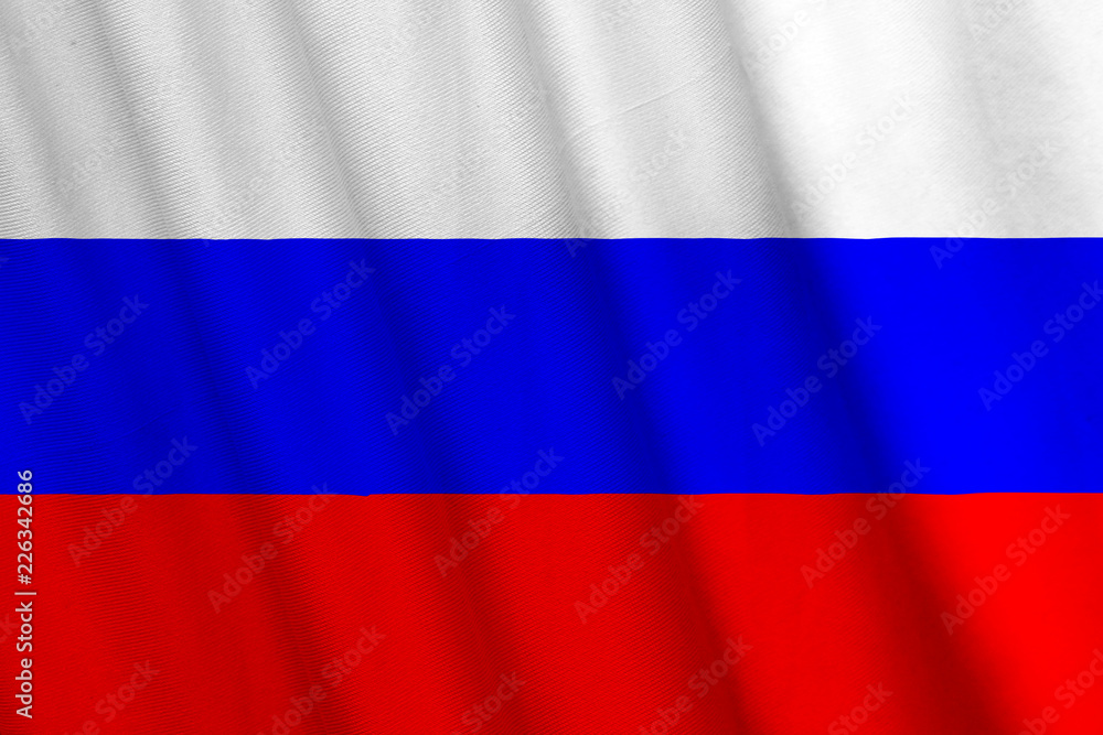 Waving Russian flag with a fabric texture Waving Russian flag with a fabric texture