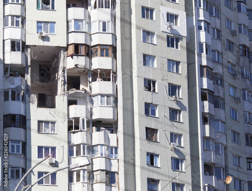 Destruction of an apartment building after gas explosion October 6, 2018, Chisinau, Moldova