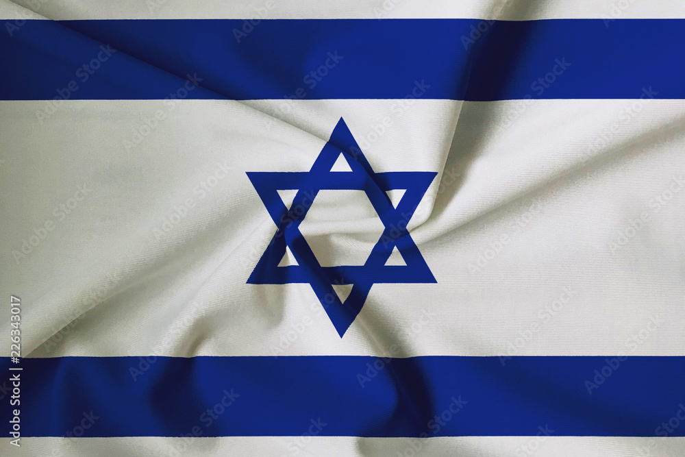 Waving Israel flag with a fabric texture Waving Israel flag with a fabric texture