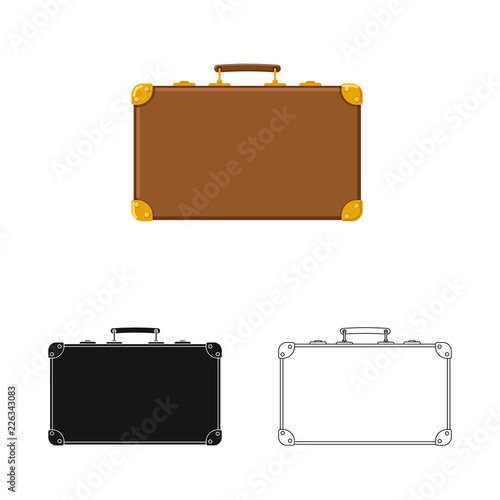 Vector illustration of suitcase and baggage symbol. Collection of suitcase and journey stock symbol for web.