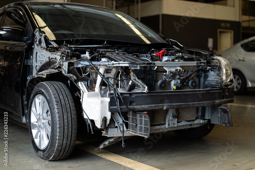 car repair station with soft-focus and over light in the background © memorystockphoto