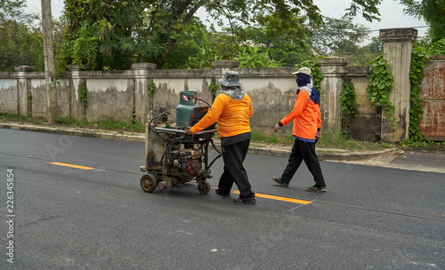 Road Markings Being Laid 