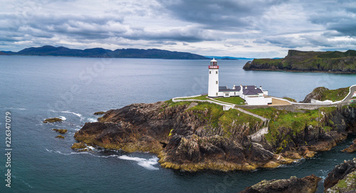 Aerial view of the Fanad Head Lighthouse in Ireland