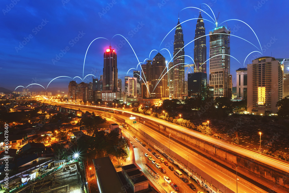 Obraz premium Network and Connection city