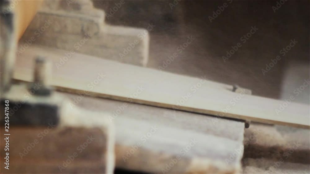 Carpentry Workshop. Carpenter Cutting the Wood. Close-Up. Full HD. Carpentry Workshop. Carpenter Cutting the Wood. Close-Up. Full HD.