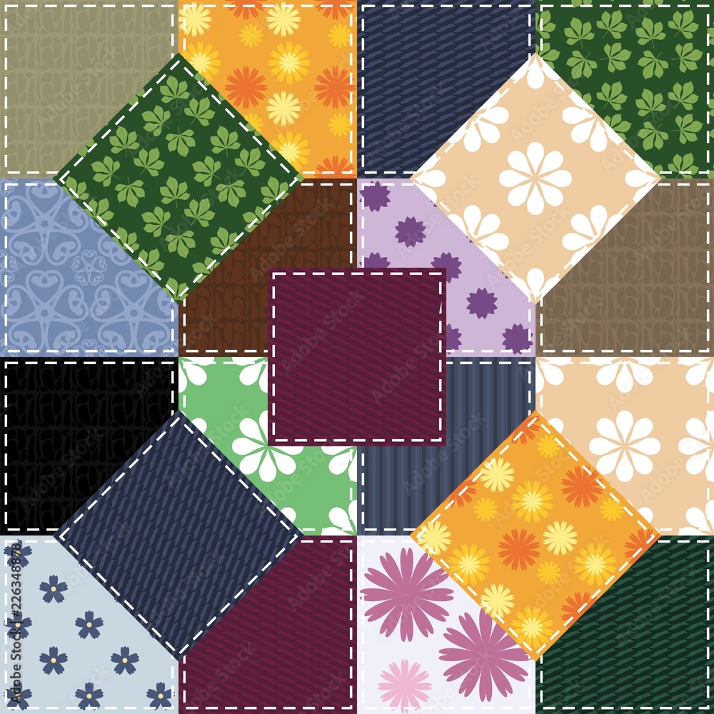 Fototapeta premium patchwork background with different patterns