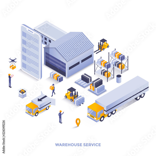 Flat color Modern Isometric Illustration design - Warehouse service